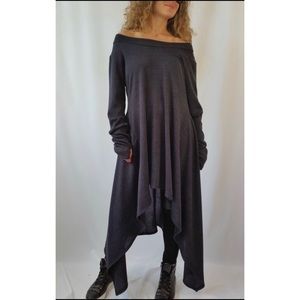 Gray off shoulder asymmetrical sweater top XL